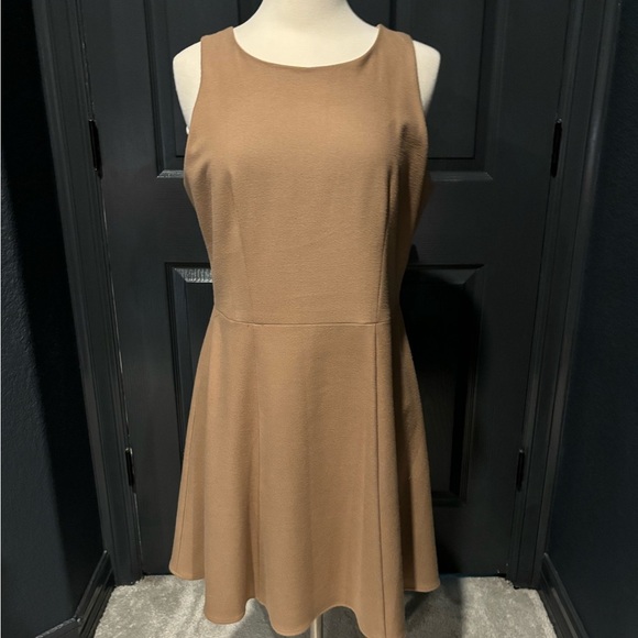 DREW Tan A-Line Mini Dress Scoop Neck Sleeveless - Picture 1 of 4